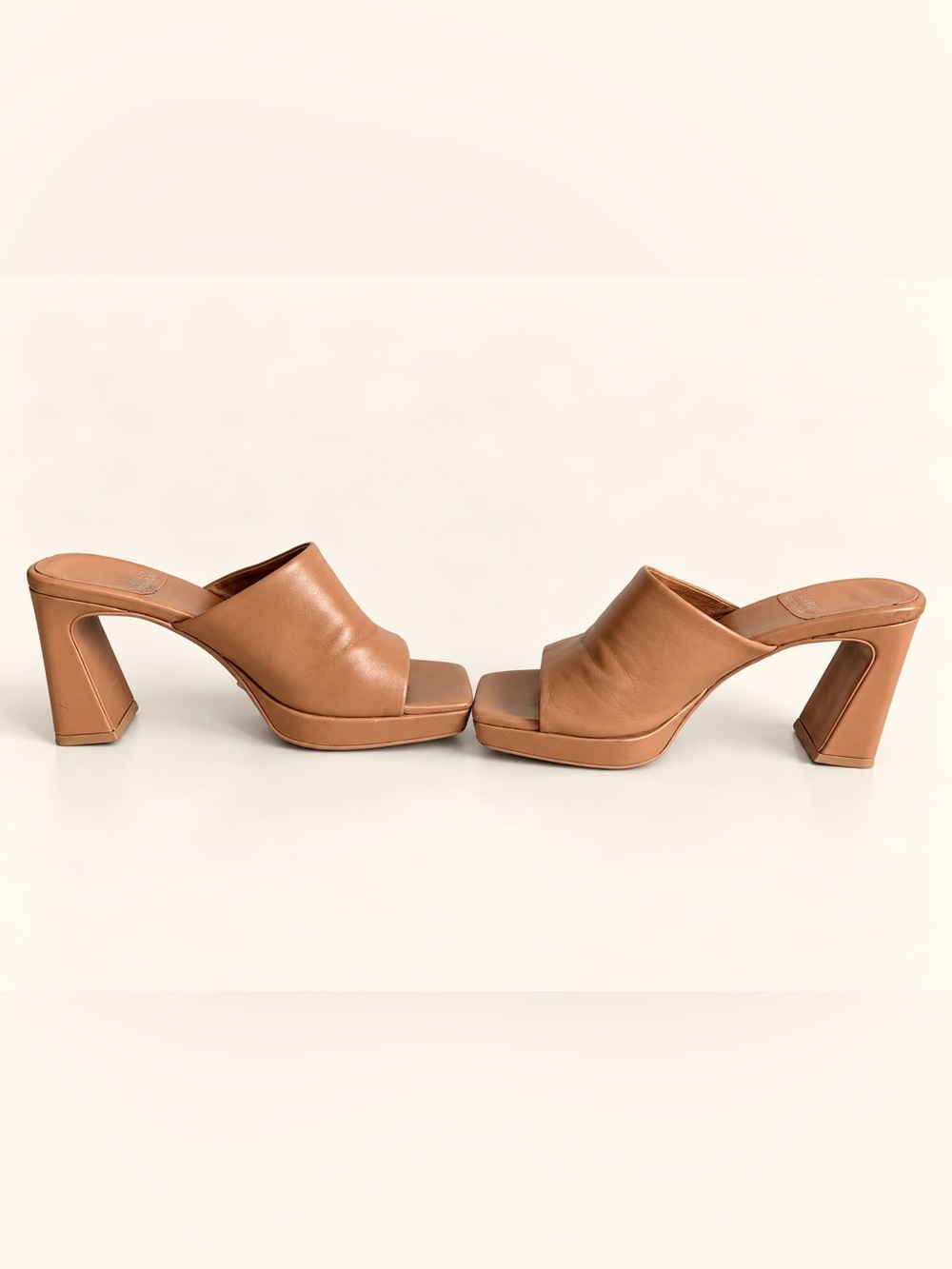 Jeffrey Campbell Cognac Leather Platform Mule